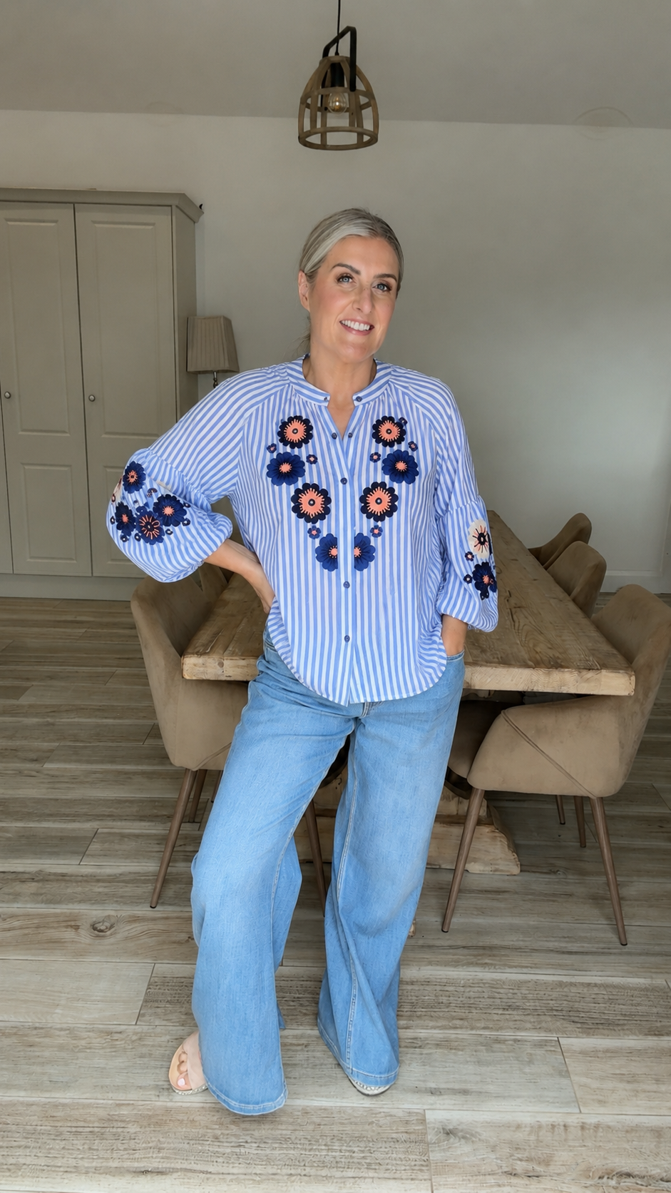 Amelia Embroidered Stripe Blouse