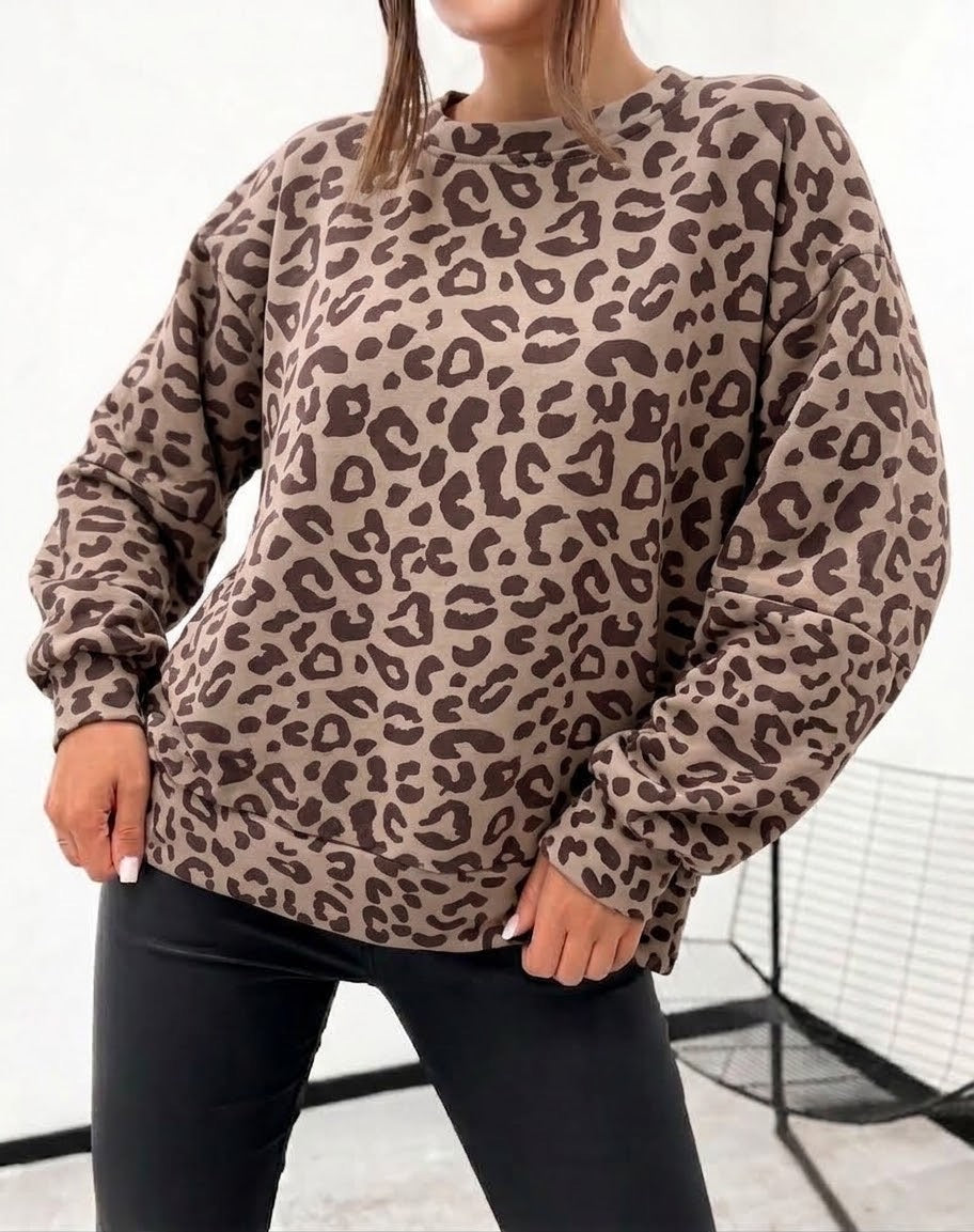 Luna Leopard Print Oversized Sweatshirt