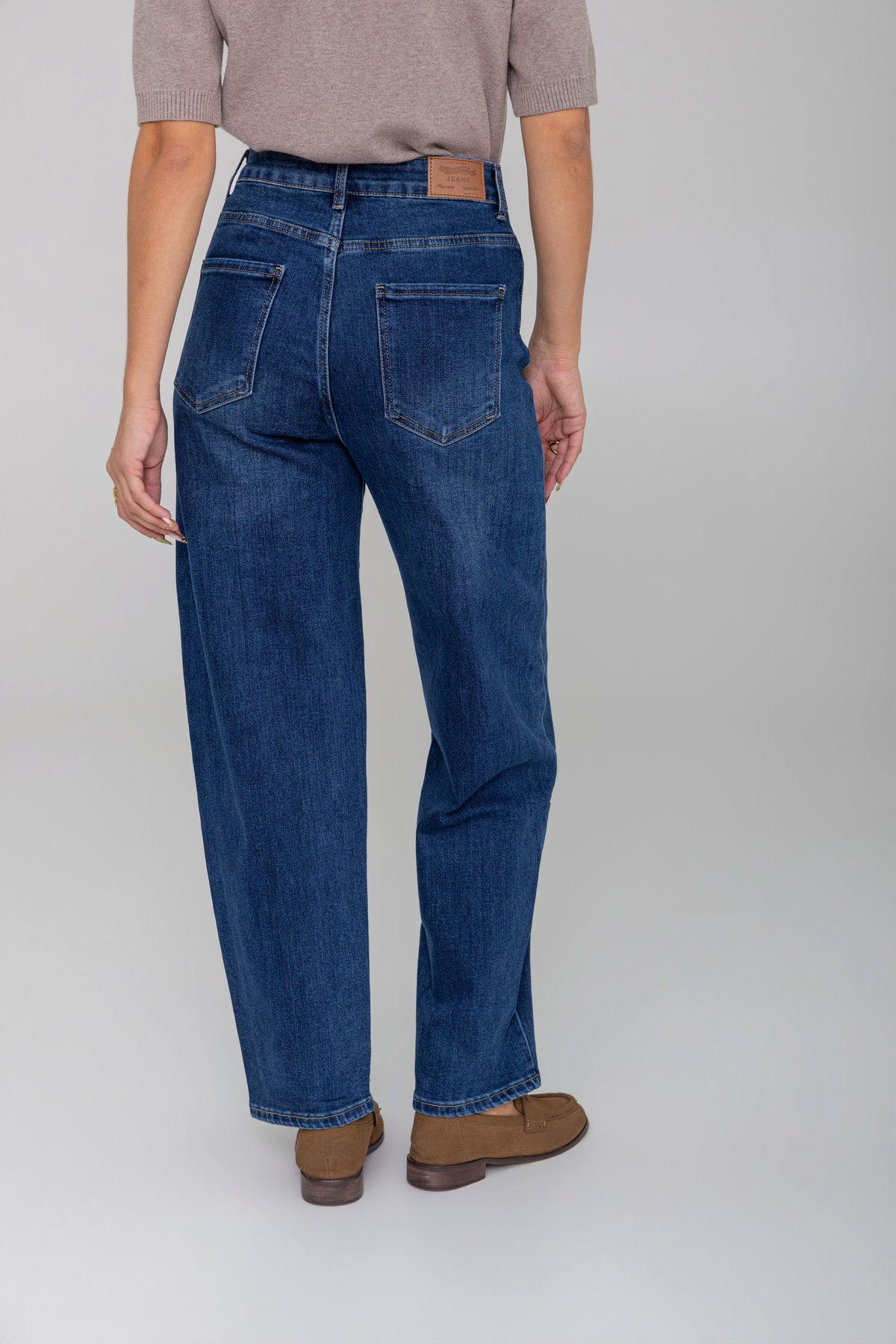 Lauren Mid Blue Barrel Leg Jeans