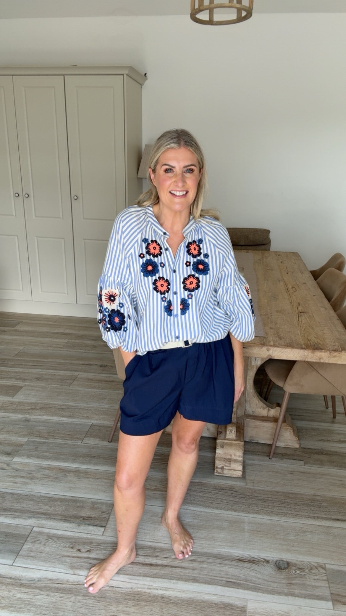 Amelia Embroidered Stripe Blouse