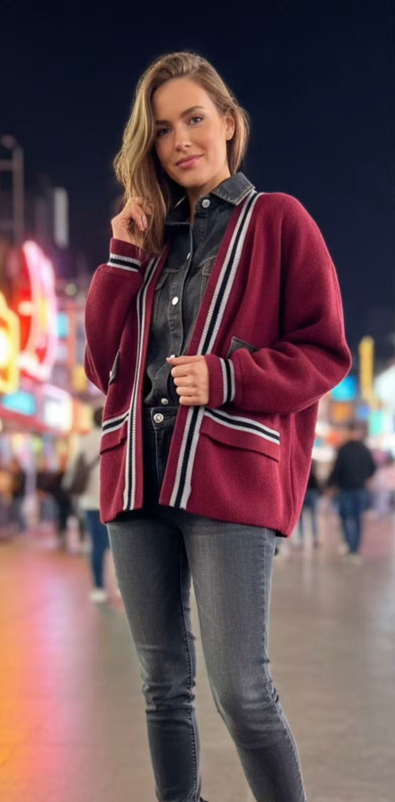 Cleo Wine Cardigan