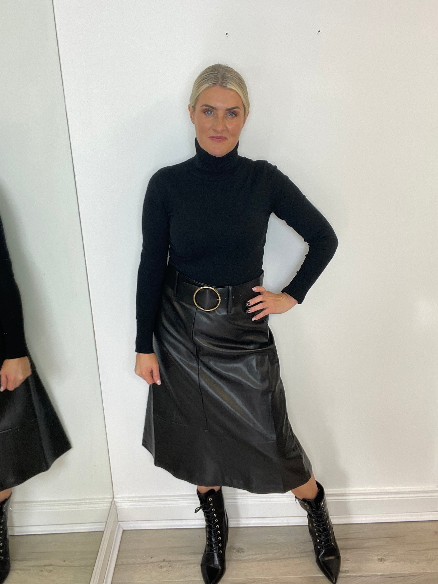 Treasa PU Midi Skirt