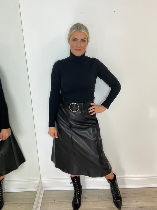 Treasa PU Midi Skirt