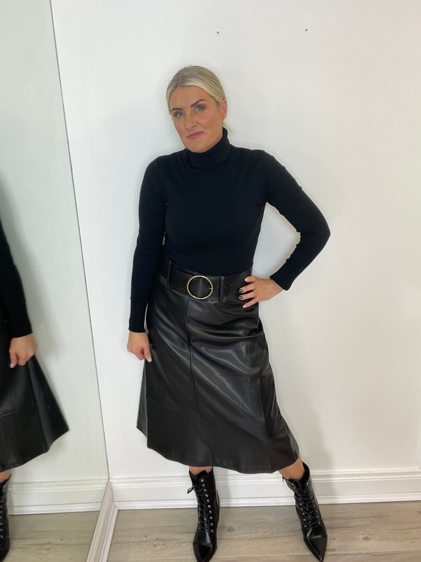 Treasa PU Midi Skirt