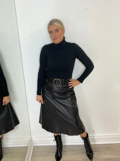 Treasa PU Midi Skirt