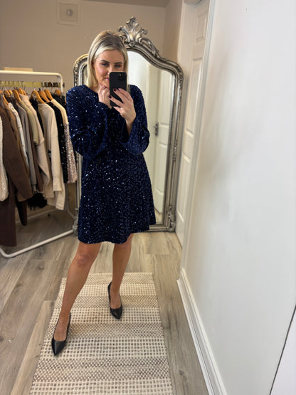 Darcy Bow Sequins Shift Dress