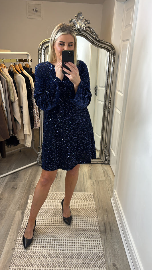 Darcy Bow Sequins Shift Dress