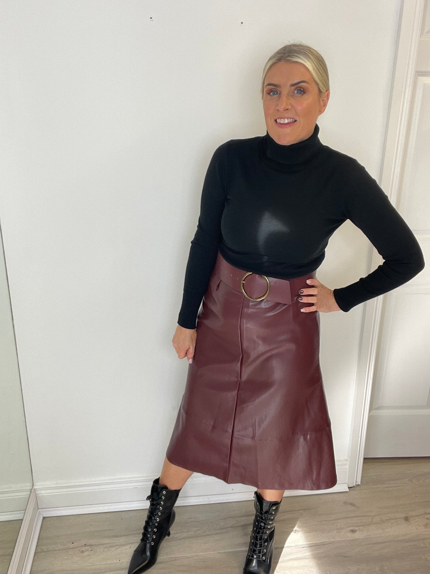 Treasa PU Midi Skirt