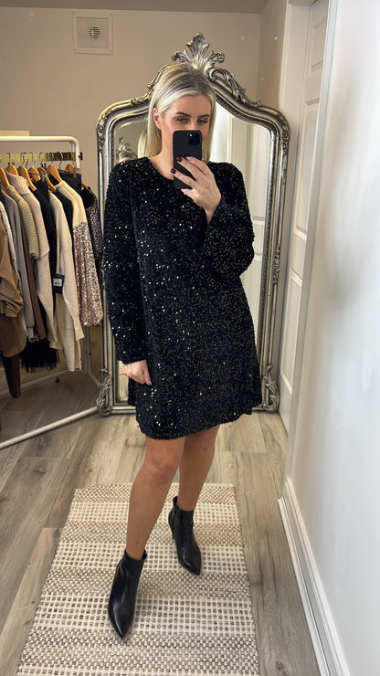 Darcy Bow Sequins Shift Dress