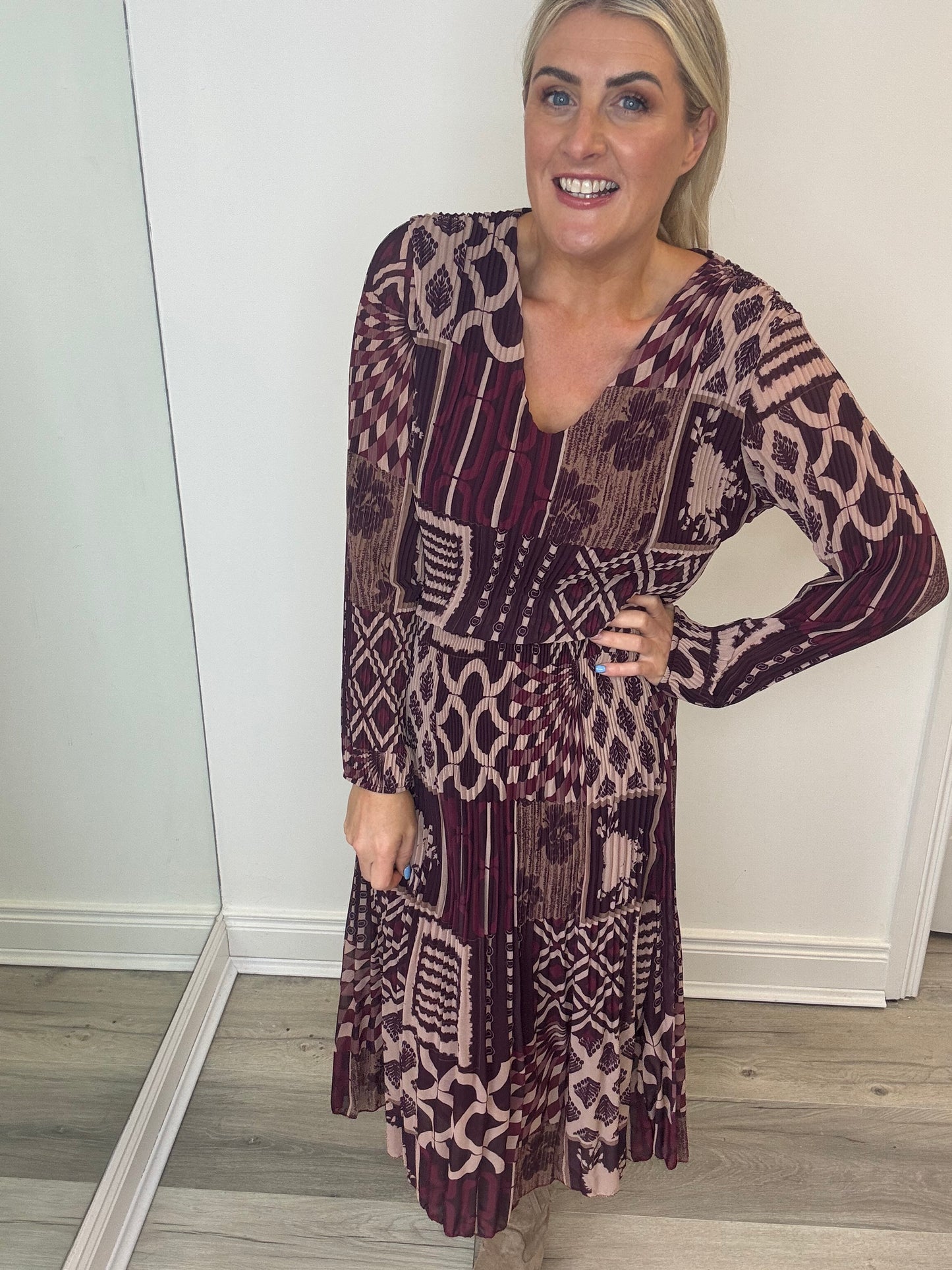 Hazel Pleated Midi Dress