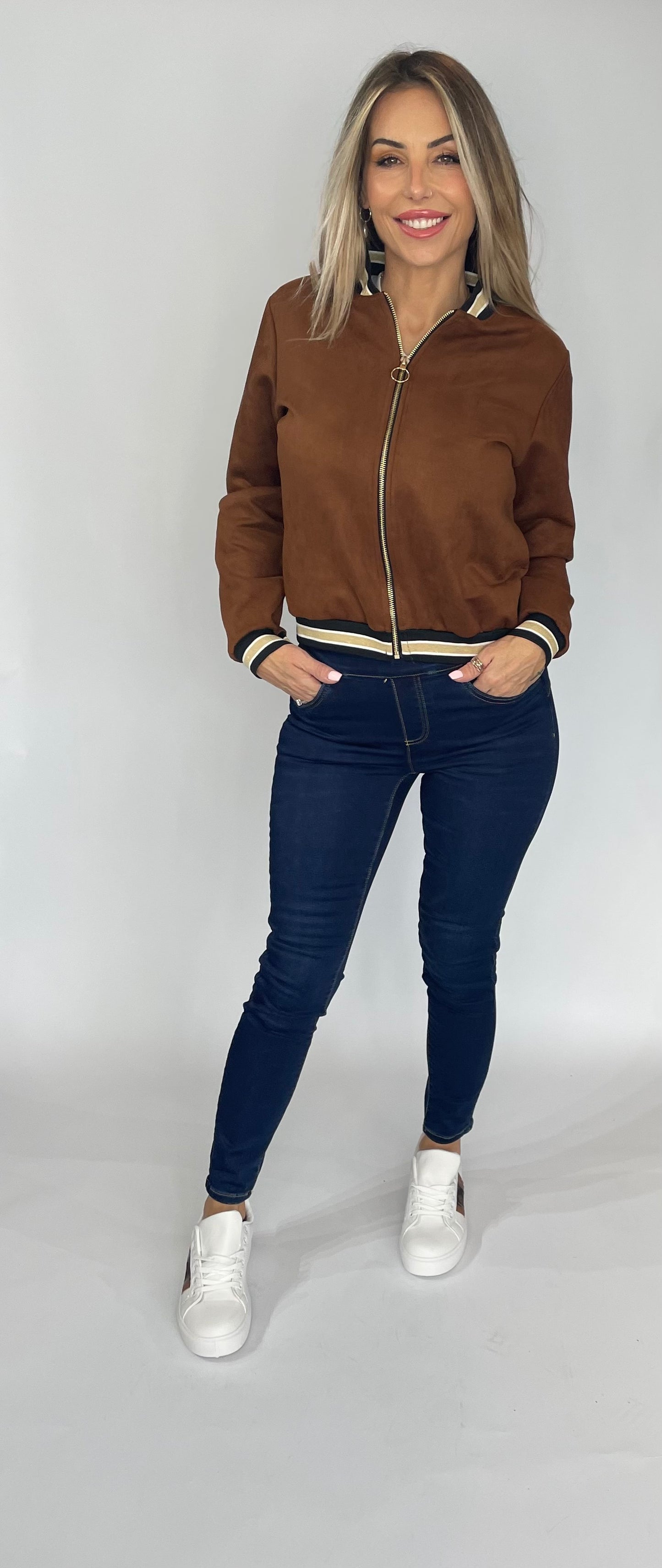 Mia Suede Bomber Jacket