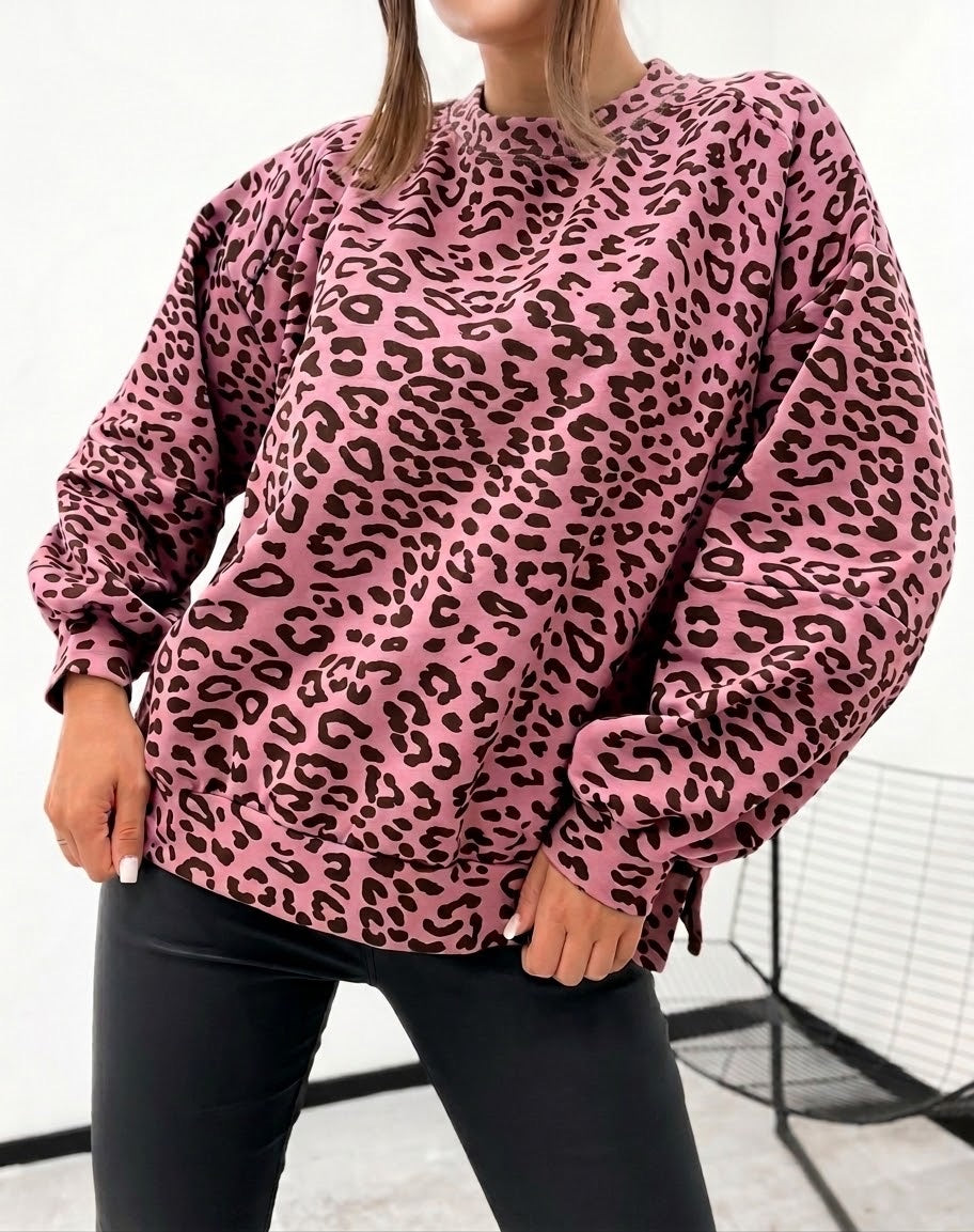 Luna Leopard Print Oversized Sweatshirt