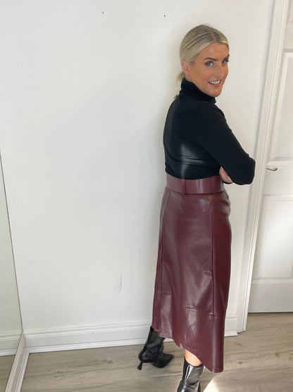 Treasa PU Midi Skirt