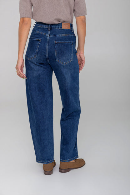 Lauren Mid Blue Barrel Leg Jeans
