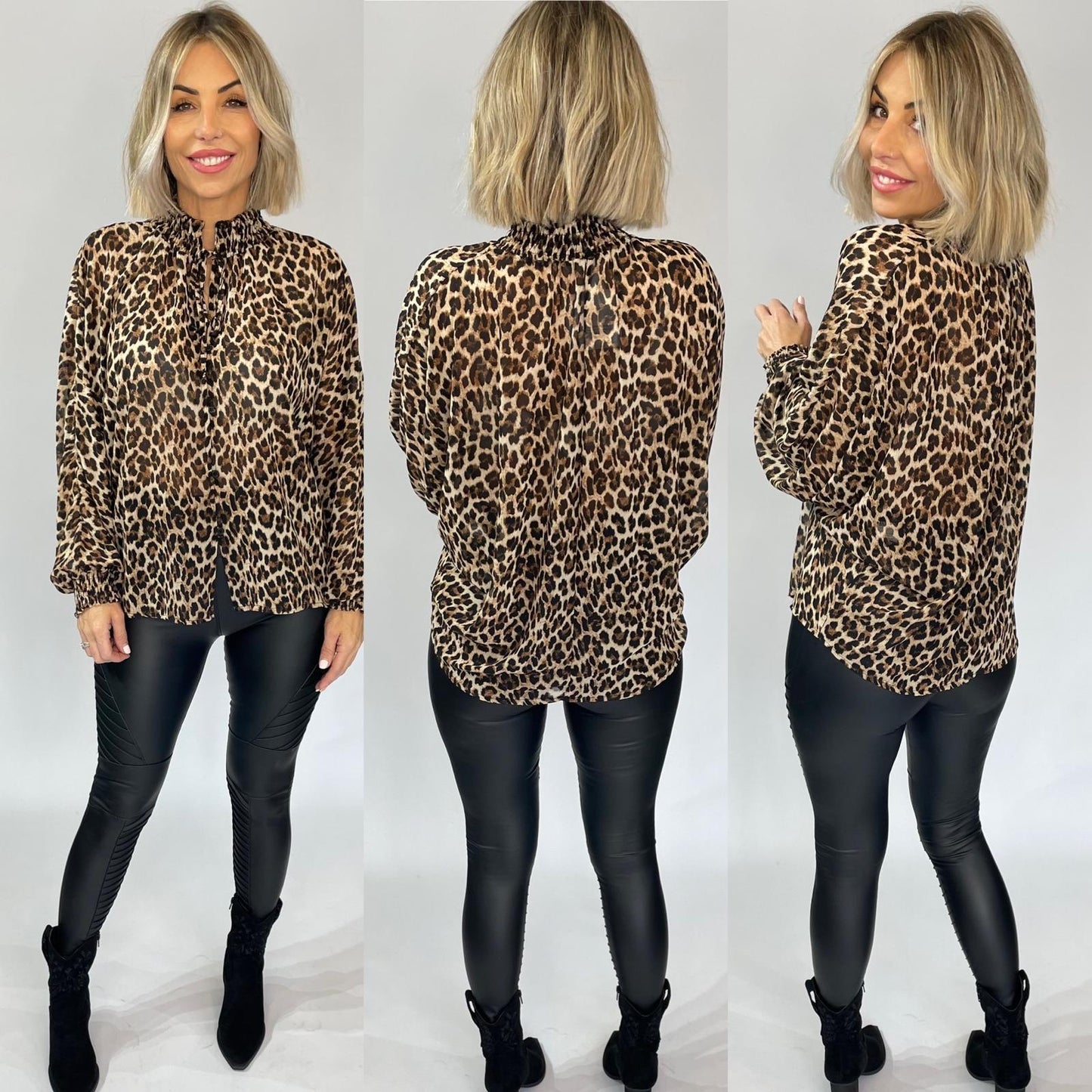 Olive Leopard Blouse